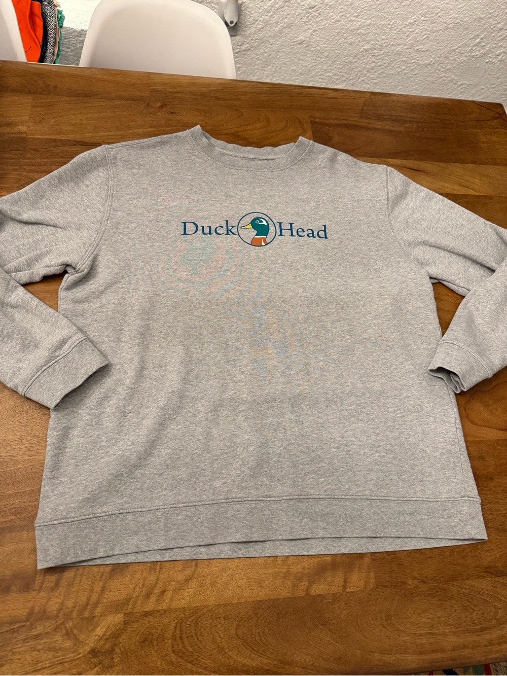 Duck Head Light Gray Crewneck Sweatshirt with Duck Logo Like New EUC Size L